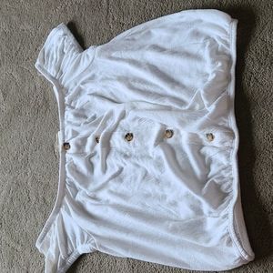 Off shoulder white boho tank, medium, blouse-like
